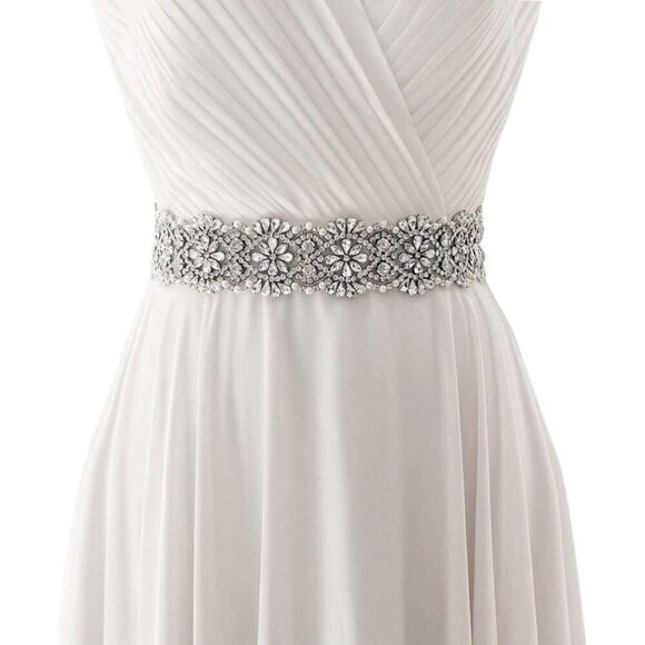 Bridal Sash Belt For Wedding Crystal Rhinestone Waist Cincher on Satin Adjust main image 7